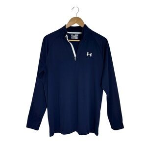 Under Armour Heat gear Navy 1/4 Zipper Loose Pull On Long Sleeve Shirt M